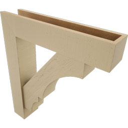 Ekena Millwork - BKTUR0554X26X30BOA05RCPR - Timberthane Faux Wood Balboa Style Bracket w/ Offset Brace, Block Ends, 5 1/2"W x 26"D x 30"H, Primed Tan