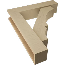 Ekena Millwork - BKTUR0554X26X30BOA05RCPR - Timberthane Faux Wood Balboa Style Bracket w/ Offset Brace, Block Ends, 5 1/2"W x 26"D x 30"H, Primed Tan