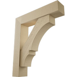 Ekena Millwork - BKTUR0554X26X30BOA05RCPR - Timberthane Faux Wood Balboa Style Bracket w/ Offset Brace, Block Ends, 5 1/2"W x 26"D x 30"H, Primed Tan
