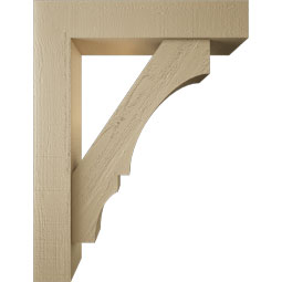 Ekena Millwork - BKTUR0554X26X34BOA05RCPR - Timberthane Faux Wood Balboa Style Bracket w/ Offset Brace, Block Ends, 5 1/2"W x 26"D x 34"H, Primed Tan