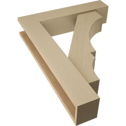 Ekena Millwork - BKTUR0554X26X34BOA05RCPR - Timberthane Faux Wood Balboa Style Bracket w/ Offset Brace, Block Ends, 5 1/2"W x 26"D x 34"H, Primed Tan