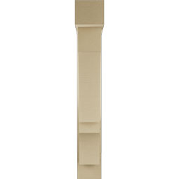 Ekena Millwork - BKTUR0554X26X38BOA05RCPR - Timberthane Faux Wood Balboa Style Bracket w/ Offset Brace, Block Ends, 5 1/2"W x 26"D x 38"H, Primed Tan