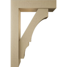 Ekena Millwork - BKTUR0554X26X38BOA05RCPR - Timberthane Faux Wood Balboa Style Bracket w/ Offset Brace, Block Ends, 5 1/2"W x 26"D x 38"H, Primed Tan