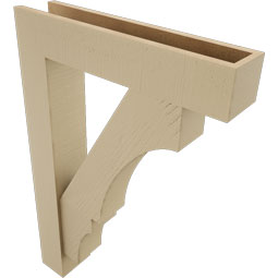 Ekena Millwork - BKTUR0554X26X38BOA05RCPR - Timberthane Faux Wood Balboa Style Bracket w/ Offset Brace, Block Ends, 5 1/2"W x 26"D x 38"H, Primed Tan