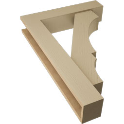 Ekena Millwork - BKTUR0554X26X38BOA05RCPR - Timberthane Faux Wood Balboa Style Bracket w/ Offset Brace, Block Ends, 5 1/2"W x 26"D x 38"H, Primed Tan