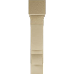 Ekena Millwork - BKTUR0554X28X28BOA05RCPR - Timberthane Faux Wood Balboa Style Bracket w/ Offset Brace, Block Ends, 5 1/2"W x 28"D x 28"H, Primed Tan