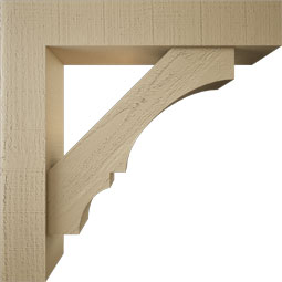 Ekena Millwork - BKTUR0554X28X28BOA05RCPR - Timberthane Faux Wood Balboa Style Bracket w/ Offset Brace, Block Ends, 5 1/2"W x 28"D x 28"H, Primed Tan