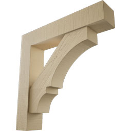 Ekena Millwork - BKTUR0554X28X28BOA05RCPR - Timberthane Faux Wood Balboa Style Bracket w/ Offset Brace, Block Ends, 5 1/2"W x 28"D x 28"H, Primed Tan