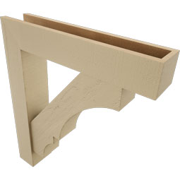 Ekena Millwork - BKTUR0554X28X32BOA05RCPR - Timberthane Faux Wood Balboa Style Bracket w/ Offset Brace, Block Ends, 5 1/2"W x 28"D x 32"H, Primed Tan