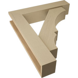 Ekena Millwork - BKTUR0554X28X32BOA05RCPR - Timberthane Faux Wood Balboa Style Bracket w/ Offset Brace, Block Ends, 5 1/2"W x 28"D x 32"H, Primed Tan