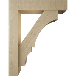 Ekena Millwork - BKTUR0554X28X36BOA05RCPR - Timberthane Faux Wood Balboa Style Bracket w/ Offset Brace, Block Ends, 5 1/2"W x 28"D x 36"H, Primed Tan