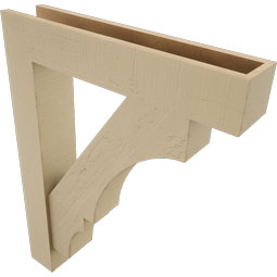 Ekena Millwork - BKTUR0554X28X36BOA05RCPR - Timberthane Faux Wood Balboa Style Bracket w/ Offset Brace, Block Ends, 5 1/2"W x 28"D x 36"H, Primed Tan
