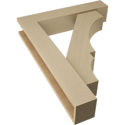 Ekena Millwork - BKTUR0554X28X36BOA05RCPR - Timberthane Faux Wood Balboa Style Bracket w/ Offset Brace, Block Ends, 5 1/2"W x 28"D x 36"H, Primed Tan