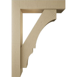 Ekena Millwork - BKTUR0554X28X40BOA05RCPR - Timberthane Faux Wood Balboa Style Bracket w/ Offset Brace, Block Ends, 5 1/2"W x 28"D x 40"H, Primed Tan