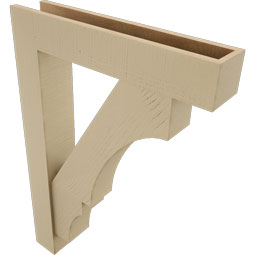 Ekena Millwork - BKTUR0554X28X40BOA05RCPR - Timberthane Faux Wood Balboa Style Bracket w/ Offset Brace, Block Ends, 5 1/2"W x 28"D x 40"H, Primed Tan