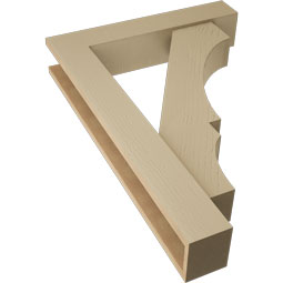 Ekena Millwork - BKTUR0554X28X40BOA05RCPR - Timberthane Faux Wood Balboa Style Bracket w/ Offset Brace, Block Ends, 5 1/2"W x 28"D x 40"H, Primed Tan