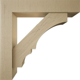 Ekena Millwork - BKTUR0554X30X30BOA05RCPR - Timberthane Faux Wood Balboa Style Bracket w/ Offset Brace, Block Ends, 5 1/2"W x 30"D x 30"H, Primed Tan