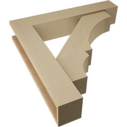 Ekena Millwork - BKTUR0554X30X30BOA05RCPR - Timberthane Faux Wood Balboa Style Bracket w/ Offset Brace, Block Ends, 5 1/2"W x 30"D x 30"H, Primed Tan