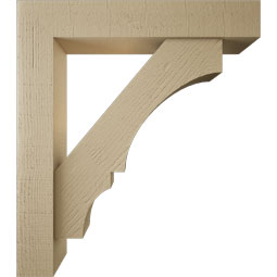 Ekena Millwork - BKTUR0554X30X34BOA05RCPR - Timberthane Faux Wood Balboa Style Bracket w/ Offset Brace, Block Ends, 5 1/2"W x 30"D x 34"H, Primed Tan