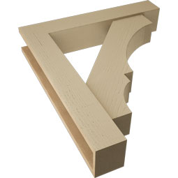 Ekena Millwork - BKTUR0554X30X34BOA05RCPR - Timberthane Faux Wood Balboa Style Bracket w/ Offset Brace, Block Ends, 5 1/2"W x 30"D x 34"H, Primed Tan