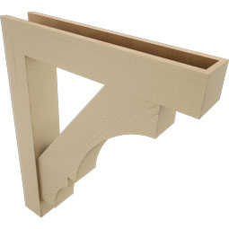 Ekena Millwork - BKTUR0554X30X36BOA05RCPR - Timberthane Faux Wood Balboa Style Bracket w/ Offset Brace, Block Ends, 5 1/2"W x 30"D x 36"H, Primed Tan