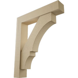 Ekena Millwork - BKTUR0554X30X36BOA05RCPR - Timberthane Faux Wood Balboa Style Bracket w/ Offset Brace, Block Ends, 5 1/2"W x 30"D x 36"H, Primed Tan