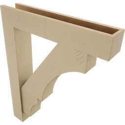 Ekena Millwork - BKTUR0554X30X38BOA05RCPR - Timberthane Faux Wood Balboa Style Bracket w/ Offset Brace, Block Ends, 5 1/2"W x 30"D x 38"H, Primed Tan
