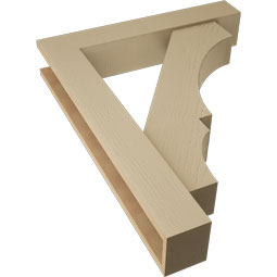 Ekena Millwork - BKTUR0554X30X38BOA05RCPR - Timberthane Faux Wood Balboa Style Bracket w/ Offset Brace, Block Ends, 5 1/2"W x 30"D x 38"H, Primed Tan