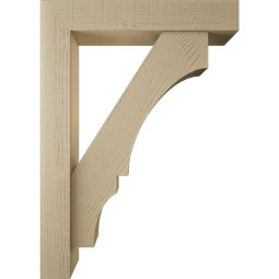 Ekena Millwork - BKTUR0554X30X42BOA05RCPR - Timberthane Faux Wood Balboa Style Bracket w/ Offset Brace, Block Ends, 5 1/2"W x 30"D x 42"H, Primed Tan