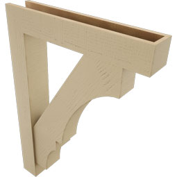 Ekena Millwork - BKTUR0554X30X42BOA05RCPR - Timberthane Faux Wood Balboa Style Bracket w/ Offset Brace, Block Ends, 5 1/2"W x 30"D x 42"H, Primed Tan