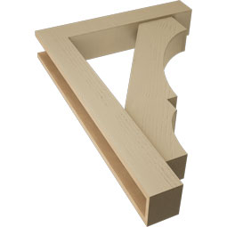 Ekena Millwork - BKTUR0554X30X42BOA05RCPR - Timberthane Faux Wood Balboa Style Bracket w/ Offset Brace, Block Ends, 5 1/2"W x 30"D x 42"H, Primed Tan