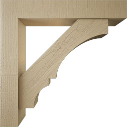 Ekena Millwork - BKTUR0554X32X32BOA05RCPR - Timberthane Faux Wood Balboa Style Bracket w/ Offset Brace, Block Ends, 5 1/2"W x 32"D x 32"H, Primed Tan