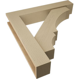 Ekena Millwork - BKTUR0554X32X32BOA05RCPR - Timberthane Faux Wood Balboa Style Bracket w/ Offset Brace, Block Ends, 5 1/2"W x 32"D x 32"H, Primed Tan