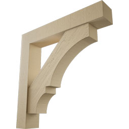 Ekena Millwork - BKTUR0554X32X32BOA05RCPR - Timberthane Faux Wood Balboa Style Bracket w/ Offset Brace, Block Ends, 5 1/2"W x 32"D x 32"H, Primed Tan