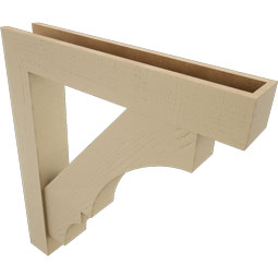 Ekena Millwork - BKTUR0554X32X36BOA05RCPR - Timberthane Faux Wood Balboa Style Bracket w/ Offset Brace, Block Ends, 5 1/2"W x 32"D x 36"H, Primed Tan