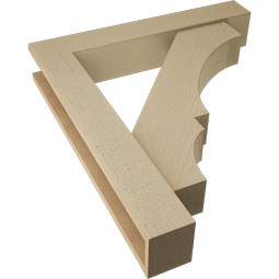Ekena Millwork - BKTUR0554X32X36BOA05RCPR - Timberthane Faux Wood Balboa Style Bracket w/ Offset Brace, Block Ends, 5 1/2"W x 32"D x 36"H, Primed Tan