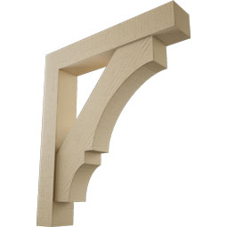 Ekena Millwork - BKTUR0554X32X36BOA05RCPR - Timberthane Faux Wood Balboa Style Bracket w/ Offset Brace, Block Ends, 5 1/2"W x 32"D x 36"H, Primed Tan