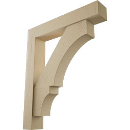 Ekena Millwork - BKTUR0554X32X38BOA05RCPR - Timberthane Faux Wood Balboa Style Bracket w/ Offset Brace, Block Ends, 5 1/2"W x 32"D x 38"H, Primed Tan