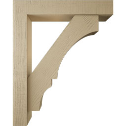 Ekena Millwork - BKTUR0554X32X40BOA05RCPR - Timberthane Faux Wood Balboa Style Bracket w/ Offset Brace, Block Ends, 5 1/2"W x 32"D x 40"H, Primed Tan