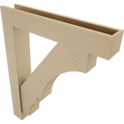 Ekena Millwork - BKTUR0554X32X40BOA05RCPR - Timberthane Faux Wood Balboa Style Bracket w/ Offset Brace, Block Ends, 5 1/2"W x 32"D x 40"H, Primed Tan