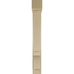 Ekena Millwork - BKTUR0554X32X44BOA05RCPR - Timberthane Faux Wood Balboa Style Bracket w/ Offset Brace, Block Ends, 5 1/2"W x 32"D x 44"H, Primed Tan