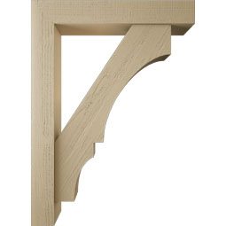 Ekena Millwork - BKTUR0554X32X44BOA05RCPR - Timberthane Faux Wood Balboa Style Bracket w/ Offset Brace, Block Ends, 5 1/2"W x 32"D x 44"H, Primed Tan