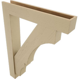 Ekena Millwork - BKTUR0554X32X44BOA05RCPR - Timberthane Faux Wood Balboa Style Bracket w/ Offset Brace, Block Ends, 5 1/2"W x 32"D x 44"H, Primed Tan