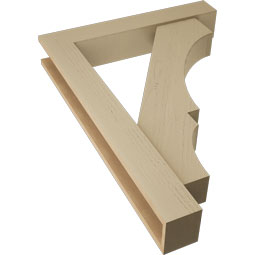 Ekena Millwork - BKTUR0554X32X44BOA05RCPR - Timberthane Faux Wood Balboa Style Bracket w/ Offset Brace, Block Ends, 5 1/2"W x 32"D x 44"H, Primed Tan