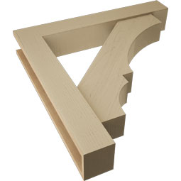 Ekena Millwork - BKTUR0554X34X34BOA05RCPR - Timberthane Faux Wood Balboa Style Bracket w/ Offset Brace, Block Ends, 5 1/2"W x 34"D x 34"H, Primed Tan