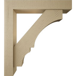 Ekena Millwork - BKTUR0554X34X38BOA05RCPR - Timberthane Faux Wood Balboa Style Bracket w/ Offset Brace, Block Ends, 5 1/2"W x 34"D x 38"H, Primed Tan