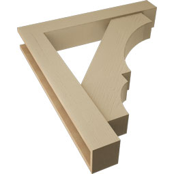 Ekena Millwork - BKTUR0554X34X38BOA05RCPR - Timberthane Faux Wood Balboa Style Bracket w/ Offset Brace, Block Ends, 5 1/2"W x 34"D x 38"H, Primed Tan