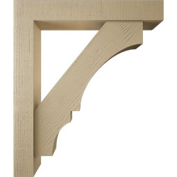 Ekena Millwork - BKTUR0554X34X40BOA05RCPR - Timberthane Faux Wood Balboa Style Bracket w/ Offset Brace, Block Ends, 5 1/2"W x 34"D x 40"H, Primed Tan