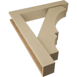 Ekena Millwork - BKTUR0554X34X40BOA05RCPR - Timberthane Faux Wood Balboa Style Bracket w/ Offset Brace, Block Ends, 5 1/2"W x 34"D x 40"H, Primed Tan