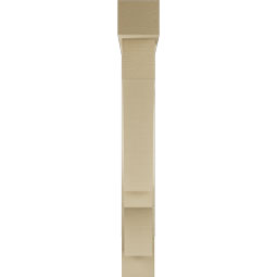 Ekena Millwork - BKTUR0554X34X42BOA05RCPR - Timberthane Faux Wood Balboa Style Bracket w/ Offset Brace, Block Ends, 5 1/2"W x 34"D x 42"H, Primed Tan
